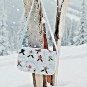 Anthropologie FIONA Beaded Bag Winter Icon Edition Purse SNOW ANGELS Handbag NWT